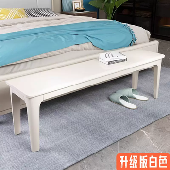 Yusenyi modern simple long solid wood bed stool dining table log entrance bench living room end shoe changing stool nordic long stool (upgraded version with thick straight legs) 120x30x45 (white warranty 10 years)