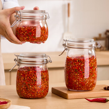 Wellmeet chili sauce special jar chopped pepper bottle garlic sauce fermentation food grade glass sealed jar home-made pickles 750ml thickened glass silicone seal