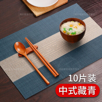 Tanbeiman western placemat, insulation mat, table mat, anti-scalding, small piece tableware, plate mat, waterproof, oil-proof, no-wash, navy blue (10 pieces)