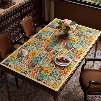 Clcey american light luxury high-end dining table mat waterproof, oil-proof and scalding leather retro disposable coffee table tabletop protection auditorium arrangement-leather square right-angle tablecloth 80x80cm (upgraded and thickened to protect the desktop)