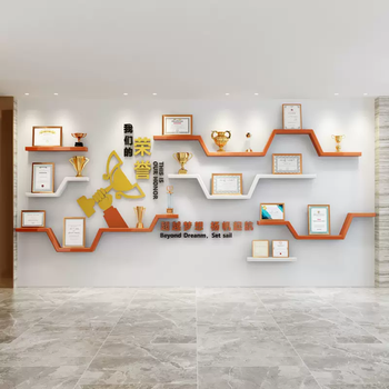 Yusenyi customized honor wall display rack wall-mounted trophy certificate photo frame wall storage rack one-word partition layer board is now designed and customized by merchants