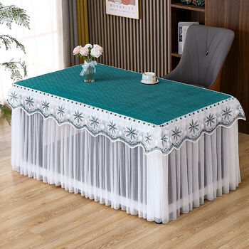 Sailotou's new velvet fire cover electric oven cover thin square household mahjong machine tablecloth electric heating table dust cover cover light luxury green - sand edge 90-90 - height 65 cm