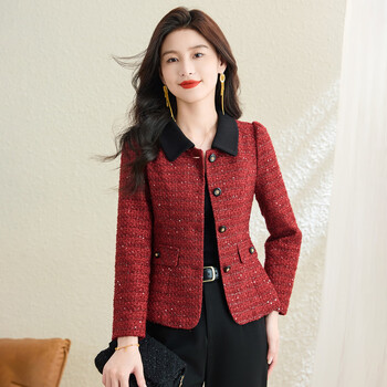 Kebel red small fragrant jacket for women 2025 spring new style small temperament high-end celebrity short top l