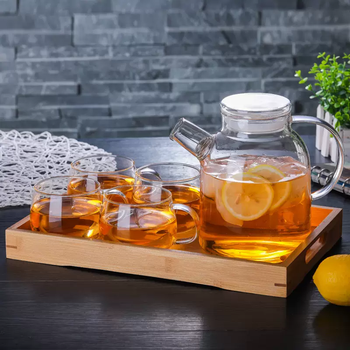 Yusen yitian runhe device explosion-proof cold kettle large capacity heat-resistant glass teapot thickened cold kettle household juice pot free shipping 1800ml glass cover 4-cup tea tray 1800ml