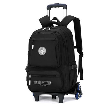 Jiayin middle school students' new trolley school bag boys' extra large capacity high school student female sixth grade school bag wear-resistant back pull pulley l1651# black single school bag no trolley no gift