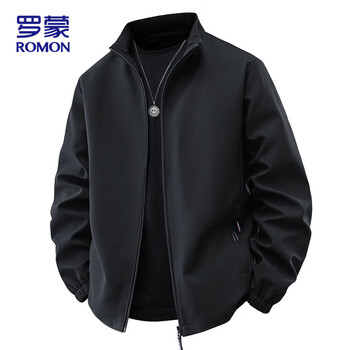 Romon flight jacket men's autumn and winter business jacket men's commuter casual stand-up collar top men's black xl
