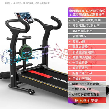 Pradayl treadmill household small female and male folding with silent pad indoor home gym fitness equipment walking machine bluetooth music + smart games + full set of multi-functions