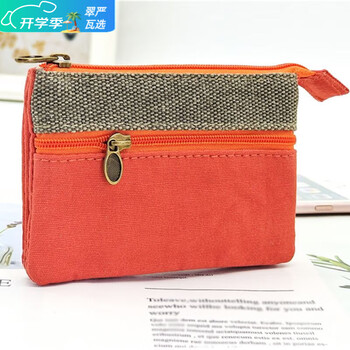Ms. ye yu's coin purse, fashionable card holder, canvas art coin bag, children's mini wallet, multi-layered storage bag for middle-aged and elderly people, fashionable orange-kk coin purse