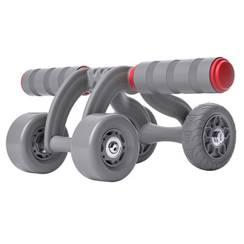 Snd abdominal wheel automatic rebound four-wheel silent abdominal wheel home abdominal muscle trainer fitness equipment gray red - automatic rebound - free kneeling mat