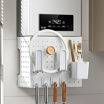 He jiagong gas water heater decorative cover hole plate no punching wall-mounted stove gas meter pipe ugly kitchen a white small + storage eight-piece set