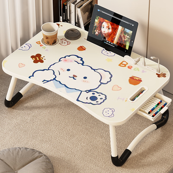 Kunfeng bed computer desk foldable student bedside dormitory bed desk laptop desk office study small table white simple non-slip table legs