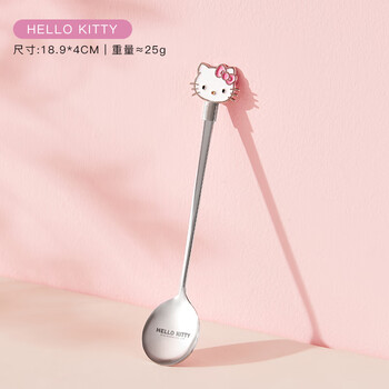 Manchaojia sanrio stainless steel spoon thickened fruit dessert cute children's eating spoon long handle household spoon for drinking porridge stainless steel table spoon hello kitty 1
