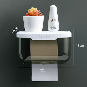 Yusenyi dressing room tissue box punch-free waterproof toilet paper roll wall-mounted toilet paper box toilet paper set dx black large tissue box suitable for all tissues