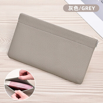 Banyanu 2025 new genuine leather women's wallet women's large capacity cowhide storage bag women's simple portable coin purse women gray-long style_(first layer cowhide)