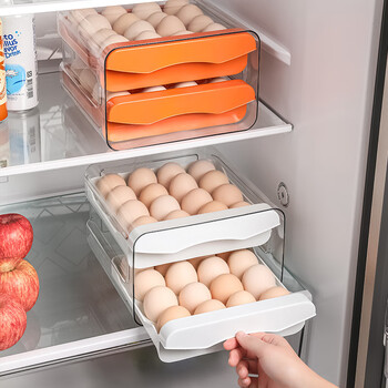 Yingtang egg carton refrigerator storage box kitchen supplies transparent egg storage box with 32 compartments food grade 32 compartments egg storage box-white