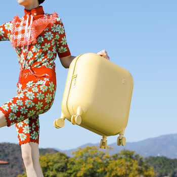 Artrips suitcase bubble trolley case for women 20-inch boarding high-value bass universal wheel suitcase nuanyang yellow