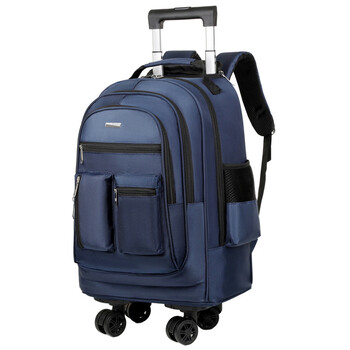 Fat donglai's same style removable travel bag, backpack, universal wheels, detachable trolley luggage bag, multi-pocket, blue, four universal wheels, standing forward, mind