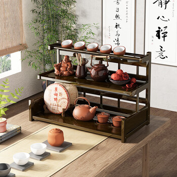 Wojia tea set storage rack on the desktop bogu rack small tea table tea cabinet tea table tea rack tea tea cup rack display rack