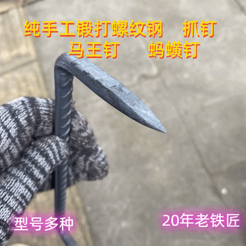 Yingtang forged scratching nails, horse king nails, i-shaped nails, leech nails, iron nails, hand-made construction fixing wood carpentry nails, thread 12*200*50, forged square tips, 100 pieces