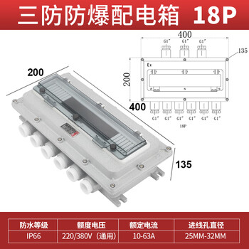 Explosion-proof switch off three-phase circuit breaker leakage protection circuit breaker cast aluminum explosion-proof waterproof dustproof box explosion-proof distribution box 3p 18 circuit empty box, not equipped with circuit breaker