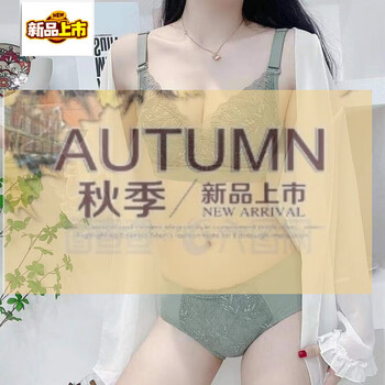 Midnite star adjustable underwear set women's push up comfortable secondary breast control anti-sagging underwear women's wireless bra green set (underwear + panties) 70a 32