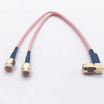 Sma male to sma female 1/2 extension cable 1/2 connection cable signal adapter cable sma three-way feeder sma curved male to 2 sma male 0.2m