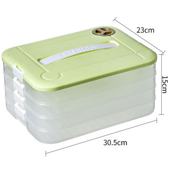 Meikejie dumpling frozen storage box special refrigerator kitchen food preservation food wonton tray quick frozen dumpling box green sealed freshness + timer + handle default new upgrade 1 cover + 3 bottoms three layers