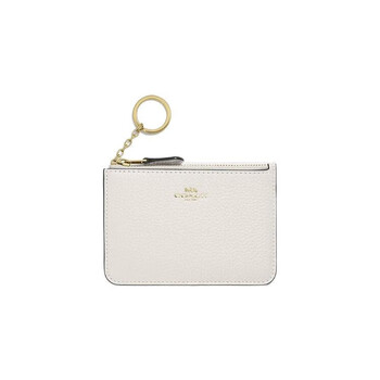 Coach key case 13, gold letter logo, grained zipper closure, refined pebbled leather, card holder and money, basic package (bag + dust bag)