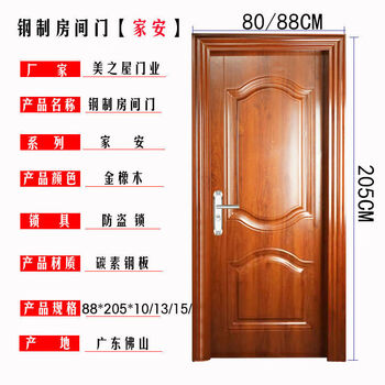 He jiangong zinc alloy room door steel door steel room bedroom door painted door soundproof indoor single iron door flat door jiaan 88*205*10 inner opening left lock