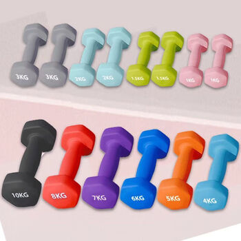 Meikejie hexagonal dumbbell home fitness dipped plastic-coated unisex blue 10kg*2 strength training