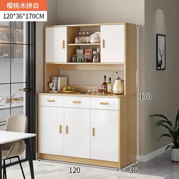 Yusenyi living room sideboard against the wall integrated small apartment storage cabinet kitchen multi-function shelf cabinet wine cabinet tea cabinet (heightened and upgraded with shelves) cherry wood white 120cm