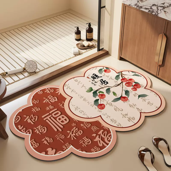 Yusenyi bathroom new mat water floor bathroom door non-slip foot mat mud special-shaped bathroom carpet chinese diatom diatom mud persimmon 80x120cm (antibacterial and anti-mold)