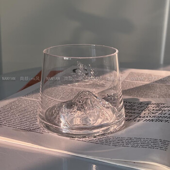 Fat donglai's same style whiskey crystal cup crystal mount fuji cup iceberg glass mountain viewing cup japanese style ins mount fuji cup - transparent