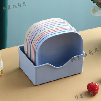 Palmerton european household plastic deepened bone dish garbage plate desktop small plate bone plate square anti-fall snack plate deepened square plate mixed color 10 pieces with base 14.3cm