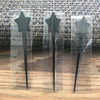 Kahuile colorful independent star fruit needle disposable fruit fork plastic pick fashionable creative nail fork star-shaped milk cap stick black independent packaging 200 count/pack