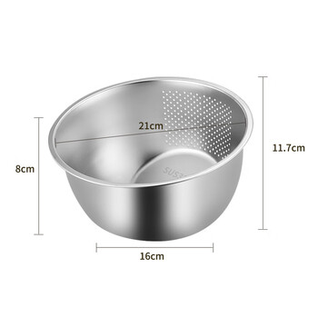 Zwilling german seiko 316 stainless steel rice washing basin leaky basin food grade home kitchen washing vegetable fruit and vegetable draining basket extra thick 316 steel small model electrolytic integrated process food grade