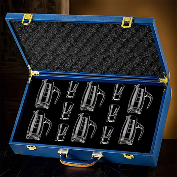 Depinte white wine cup wine dispenser leather case small wine glass set household high-value portable glass wine set crystal wine dispenser 100ml_6 + crystal cup 10ml_6 + leather case