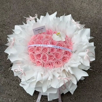 Yuanzu pink ballet immortal flower soap flower chinese valentine's day for girlfriends and besties premium birthday surprise gift pink princess - 33 pink roses - plus phalaenopsis