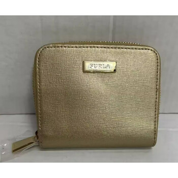 Furla women's gray zipper small wallet wallet card holder multiple card slots practical, portable and compact for daily commuting gold one size