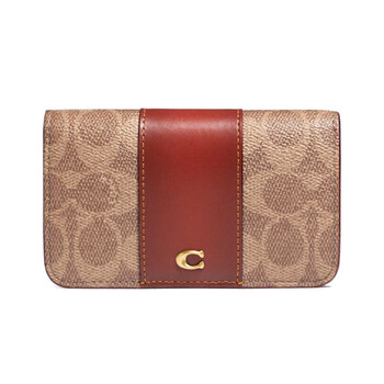 Coach card case long style fashion classic coated canvas with leather wallet wallet women's brown rust basic equipment (bag + dust bag)