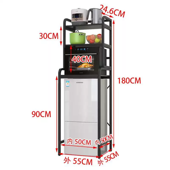 Yusenyi mini floor-standing freezer storage rack chinese style rust-proof microwave oven storage rack chinese style black rack-black plate three layers 50x50x90