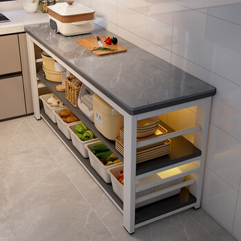 Cymbidium slate kitchen shelf floor-standing multi-layer storage narrow shelf vegetable cutting table meal preparation workbench multi-functional sideboard slate countertop three layers long 70 wide 50 high 80