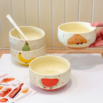 Kawashimaya cute rice bowl for home use 2025 new high-looking ceramic yogurt bowl personal bowls and tableware value combination rice bowl set of four