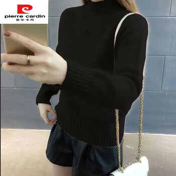 Pierre cardin autumn and winter thickened imitation mink velvet sweater for women 2025 new outer wear trendy versatile sweater loose pullover bottoming shirt black version xl