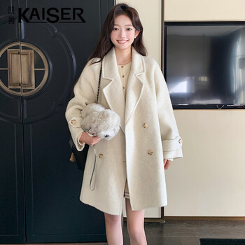 Kaiser kaiser double-sided woolen women's long rabbit fur coat korean style fashion wool windbreaker women's coat white m