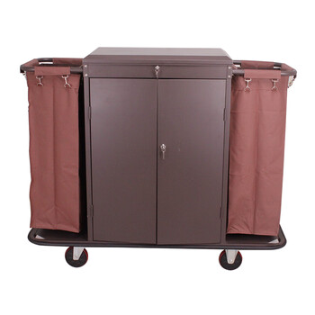 Hotel guest room with door, lid and lock, multifunctional hand push linen cart, cleaning service cart, cleaning work cart (painted) 1400*450*1100