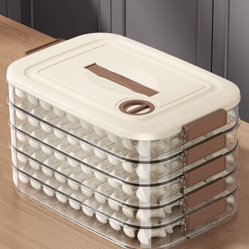 Naoiskey naoski dumpling box multi-layer refrigerator food storage box home frozen wonton box home dumpling tray preservation box thickened pp milk coffee anti-stick and anti-cracking one layer and one cover can hold 67 pieces to lock freshness