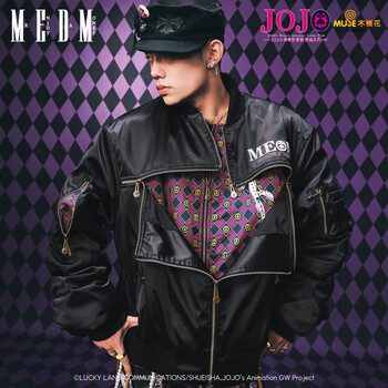 Medmxjojo's bizarre adventure collaboration-bucciarati anime print zipper jacket trendy couple jacket black l