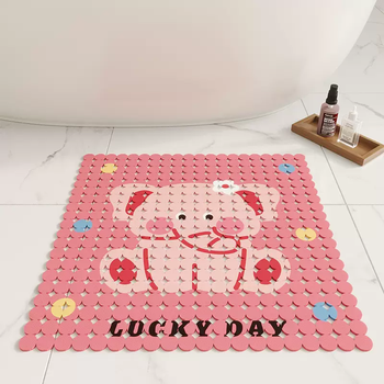 Yusenyi square shower room children's bath suction cup mat for pregnant women bathroom non-slip floor mat hollow dressing room waterproof foot mat pink dundon elephant hollow suction cup mat 50x50cm