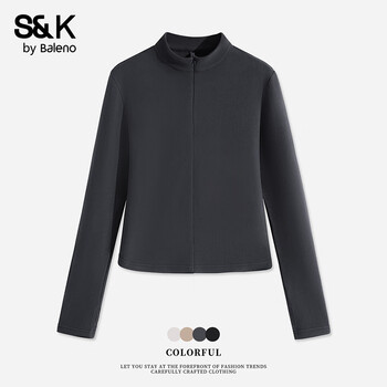 Baleno s&k series thin velvet bottoming shirt women's black jacket 7a antibacterial warm top top half open collar long sleeve dark gray #solid color xl